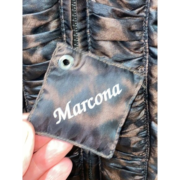 Marcona Vintage Womens Leopard Print Puffer Coat With Faux Fur Trim Hood Size M - Picture 12 of 12